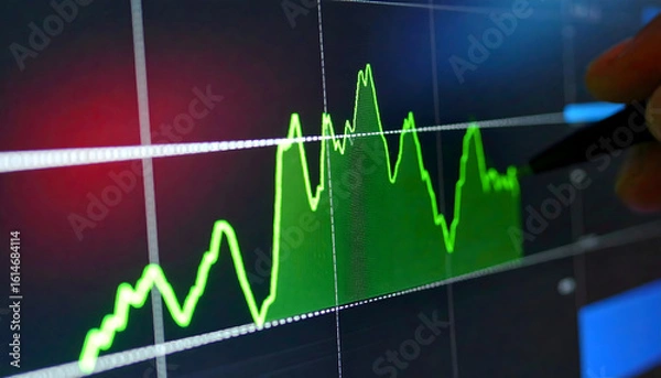 Fototapeta Financial Trading Dashboard with Trader Analyzing Price Movement Charts
