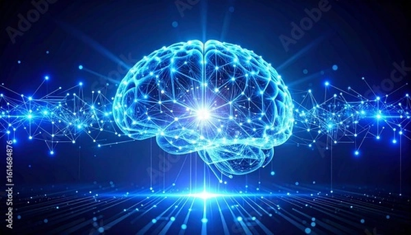 Obraz Quantum Data Flow, Tech Background. Future technology digital abstract background concept. 3d rendering