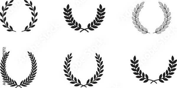 Fototapeta laurel wreath Silhouette bundle vector icon