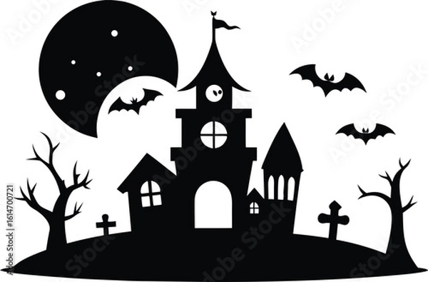 Obraz Complete Halloween Scene Creation Vector Kit