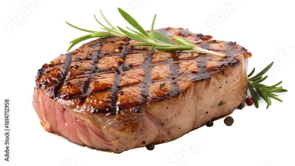 Fototapeta Grilled beef isolated on white background 