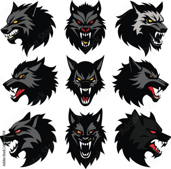 Obraz Vector Asset Pack of Werewolves in a Single Line Art Style