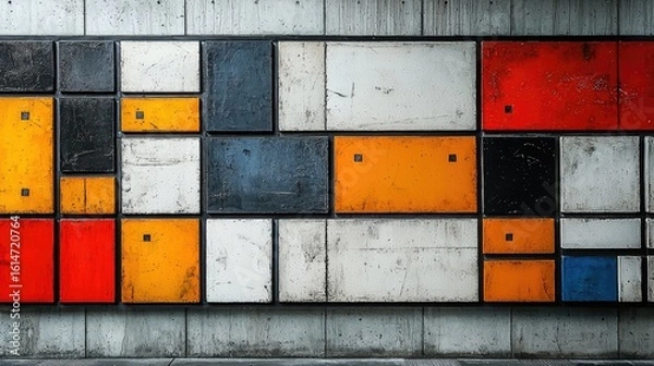 Fototapeta Abstract wall panel, geometric shapes, vibrant colors