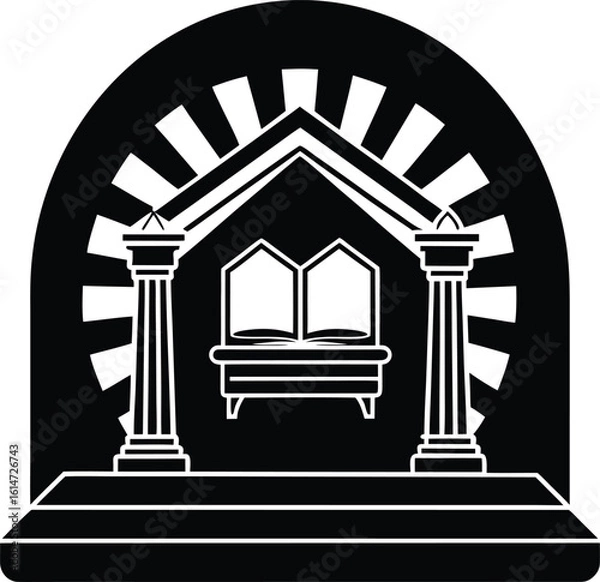 Obraz Interior View of a Synagogue Focusing on the Torah Ark