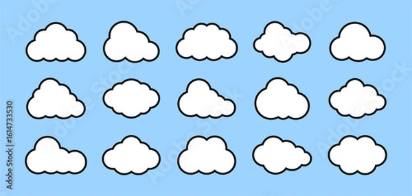 Fototapeta cloud collection vector set. rain, overcast, cloudy, sky, nature.