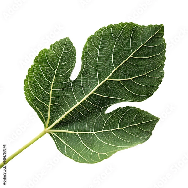 Fototapeta A whole single ficus leaf isolated on a transparent background