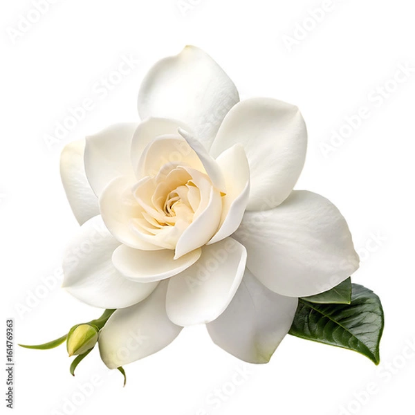 Fototapeta A whole single gardenia flower isolated on a transparent background