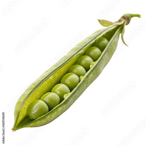 Fototapeta A whole single green mung bean pod isolated on a transparent background