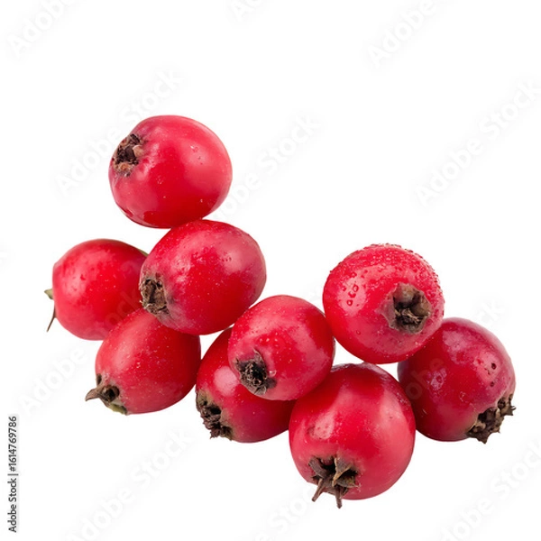 Fototapeta A whole single hawthorn berry cluster isolated on a transparent background