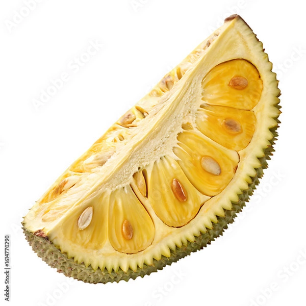 Fototapeta A whole single jackfruit slice isolated on a transparent background