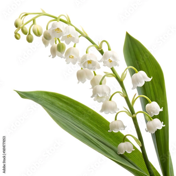 Fototapeta A whole single lily of the valley flower isolated on a transparent background