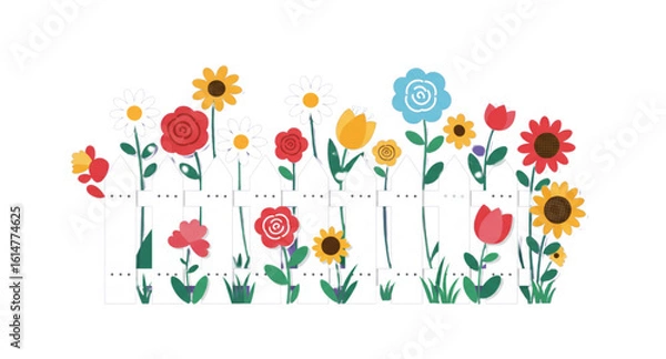 Obraz Fence and flowers 