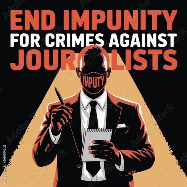 Fototapeta International Day to End Impunity for Crimes Against Journalists – advocacy and press freedom illustration.