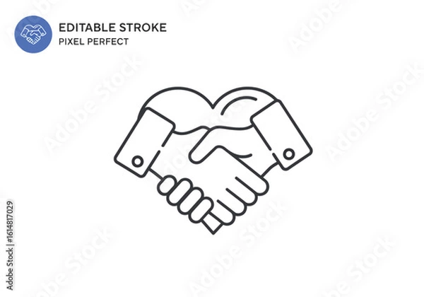Obraz Vector illustration of a handshake forming a heart shape, symbolizing partnership, trust, and agreement in business and personal relationships