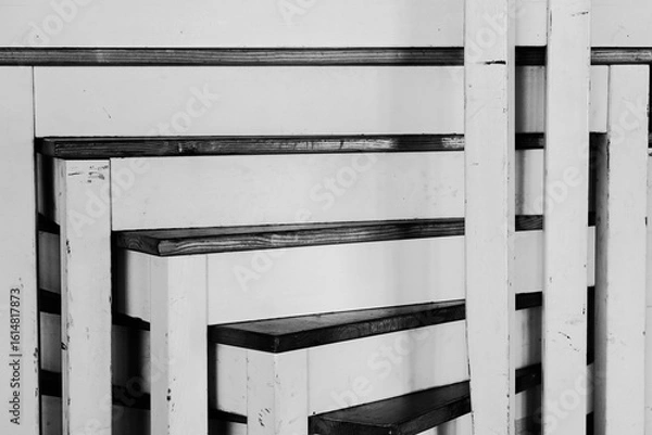 Fototapeta Monotone layer wood tables stack background.