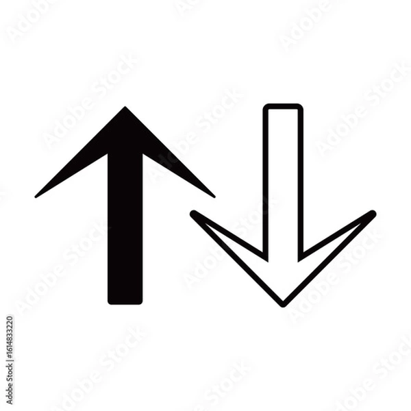 Fototapeta シンプルな白黒の矢印アイコン