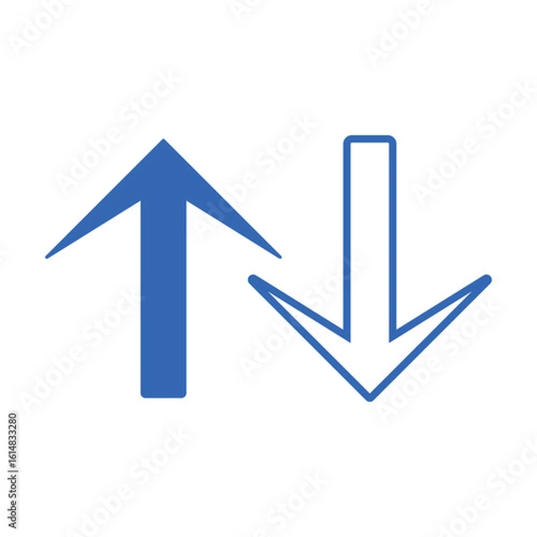 Fototapeta シンプルな青色の矢印アイコン