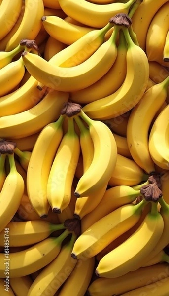 Obraz Vibrant seamless pattern featuring numerous ripe yellow bananas, natural sweetness, freshness. Fruit texture perfect for summer themes, creating bright, appetizing visual for food-related content.