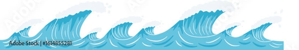 Obraz Ocean waves cartoon vector illustration