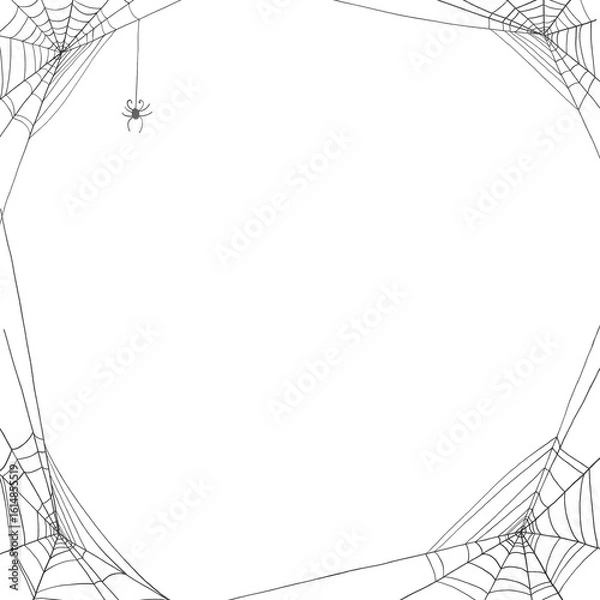 Fototapeta A square frame made of cobwebs on a transparent background