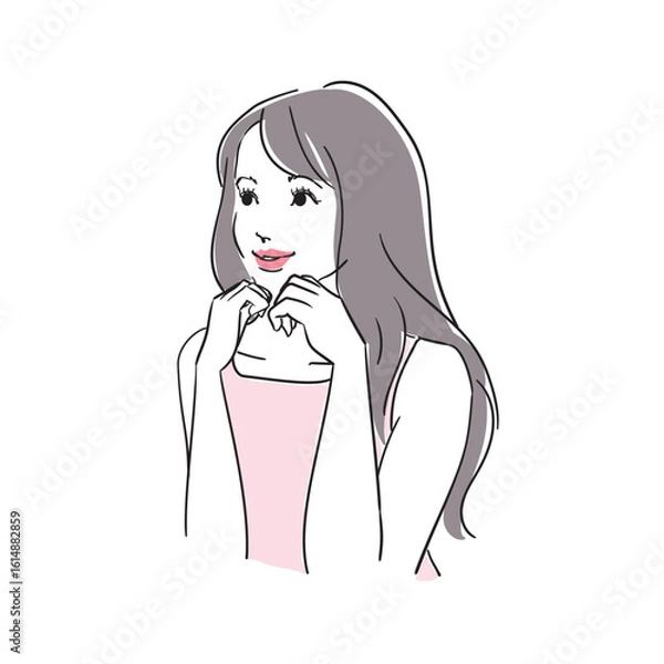 Obraz ロングヘアのモデル風美しい女性