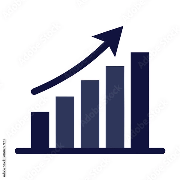 Fototapeta Vector art of bar chart with an upward trending arrow indicating growth