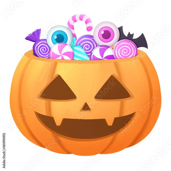 Obraz Halloween pumpkin candy bucket