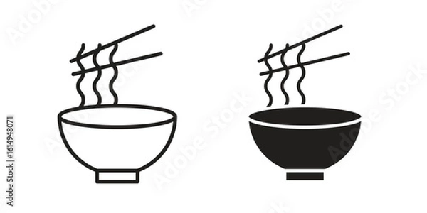 Obraz Noodles icon set, line and black glyph style for food app website.