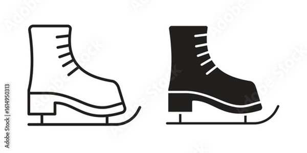 Fototapeta Ice skating icon set, line and black glyph style for food app website.