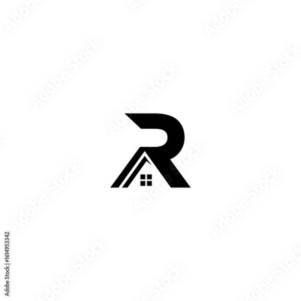 Fototapeta Logo design of R P in vector for construction, home, real estate, building, property. Minimal awesome trendy professional logo design template on black background.
