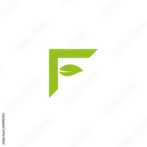 Fototapeta abstract logo style combination letter F and leaf