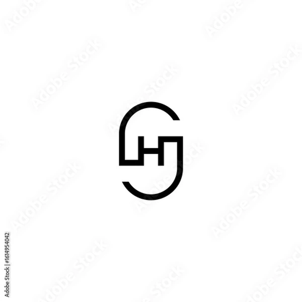 Fototapeta S and H letter logo design, SH initial logogram