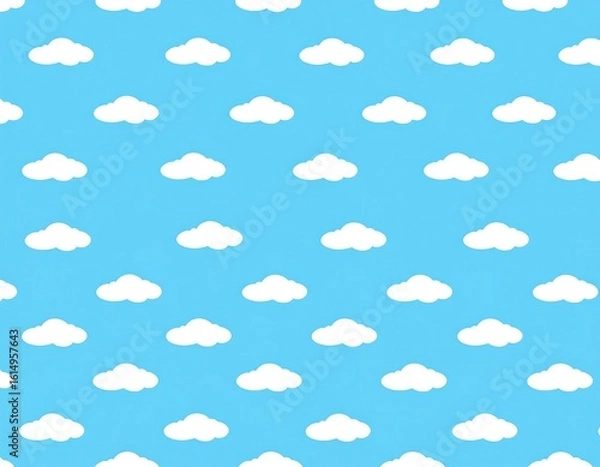 Fototapeta Simple repeating pattern of clouds on a light blue background