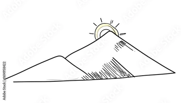 Fototapeta Simple sketch of a mountain with a sun