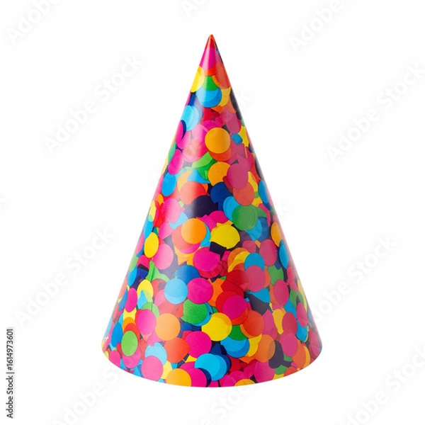 Obraz Colorful party hat with confetti print isolated on transparent background