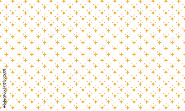 Fototapeta Orange Sparkle Star Burst Seamless Texture on White  Background.
