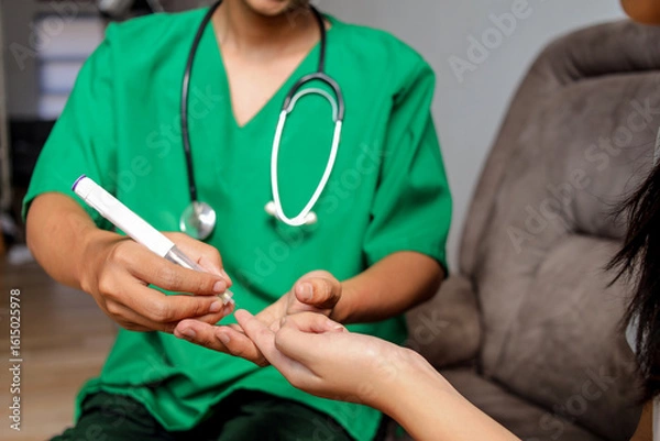 Obraz Close-up Of Medical Professional Providing Diabetes Treatment With Insulin Injector