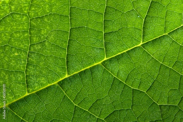 Obraz Fresh green leaf texture, leaf macro background