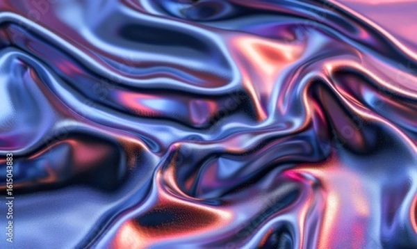 Fototapeta Abstract iridescent fabric texture smooth metallic surface design wallpaper