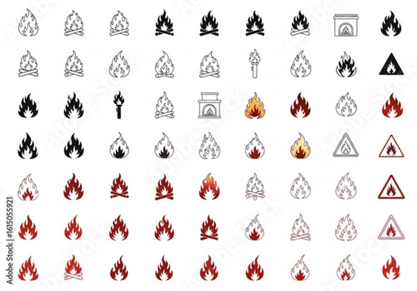 Fototapeta Fire icon vector set. Fire flame symbol. Flame icon collection.