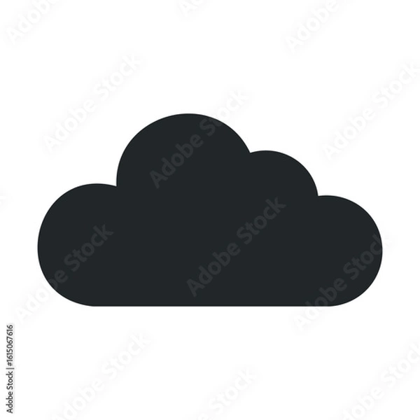 Fototapeta Simple black cloud icon on white background