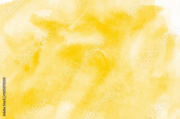 Fototapeta Hand painted yellow watercolor background.