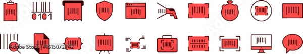 Fototapeta Barcode Filled Color Icon Collection. Minimalistic Linear Pictogram for Web and Graphic Design, Apps, Banners, Social Network and Cards