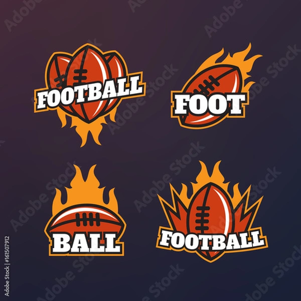Obraz American football, rugby vector color emblems set