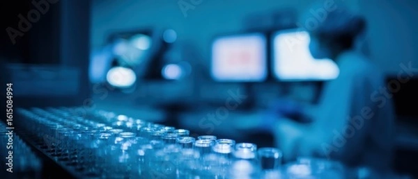 Fototapeta Scientist examining stem cell morphology on high resolution monitor