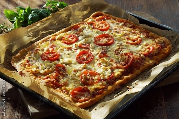Obraz Hausgemachte Pizza Margherita vom Blech 