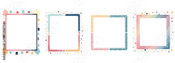 Obraz Colorful Geometric Square Frame Set for Kids, Cards, Posters and Decoration playful, colorful, geometric, kids-friendly 