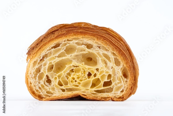 Obraz Classic Croissant – Honeycomb crumb structure, white background