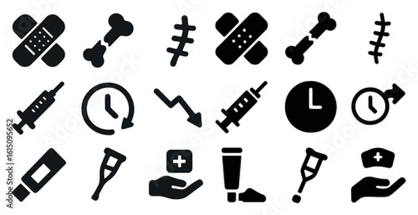 Obraz black and white icons set
