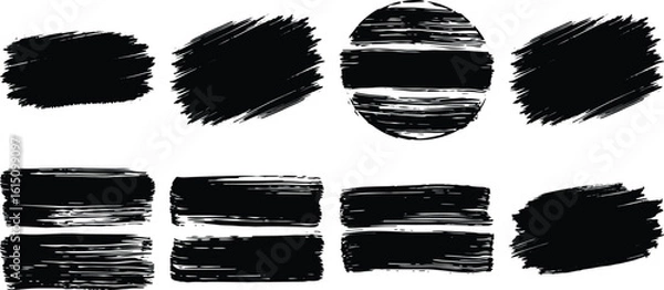 Obraz Ink stencil brush strokes, Abstract geometric shapes with bold colors, and silhouette accents